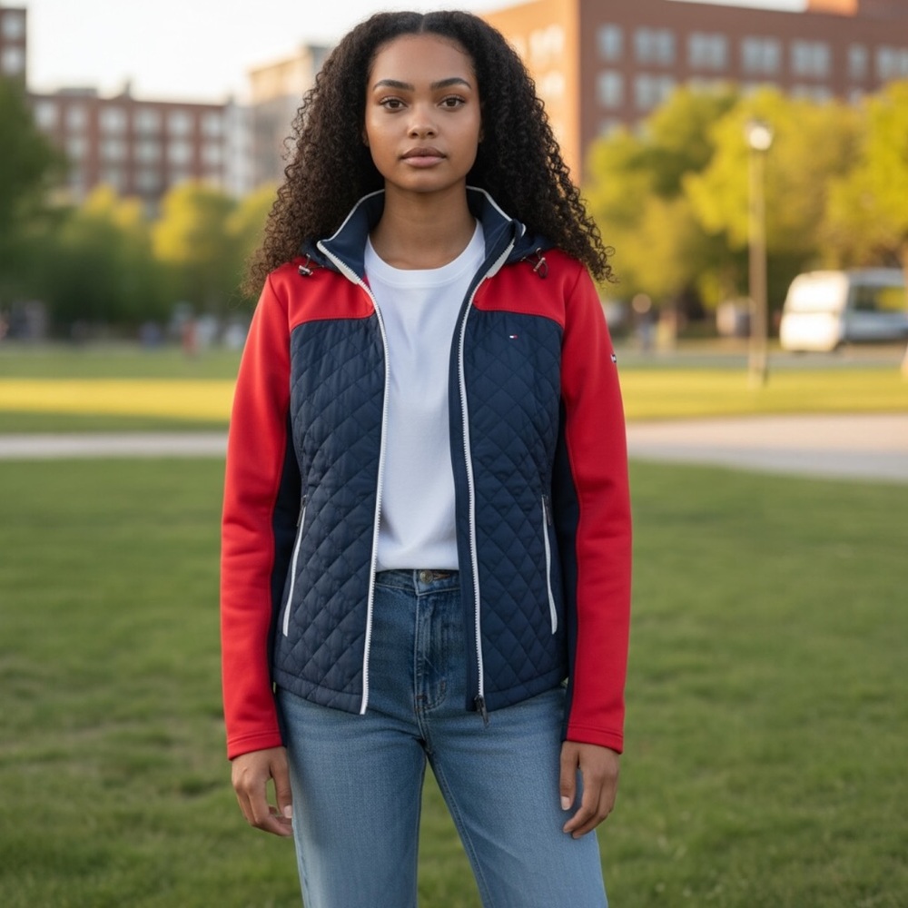 Tommy Hilfiger Women's Colorblocked Quilted Scuba Jacket
